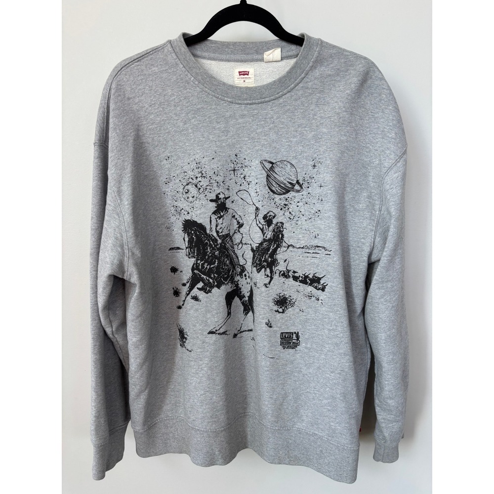 Levis Relaxed Fit Space Cowboy Graphic Sweatshirt Heather Gray 38712-0262 Mens M